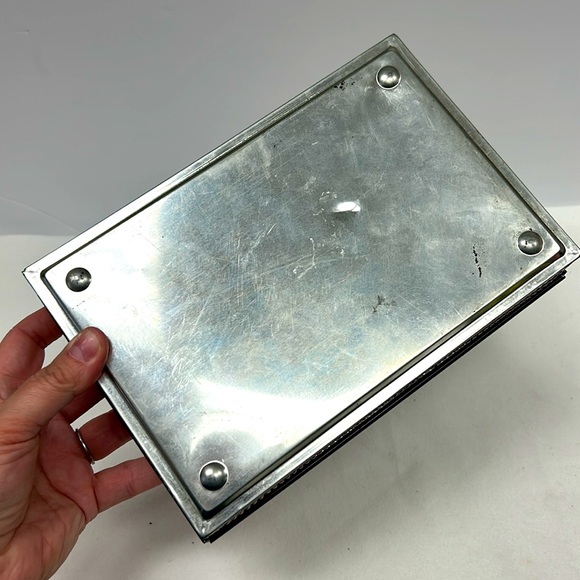 Vintage copper look  embossed ship  confectionery tin  with faux wood look - Picture 4 of 12